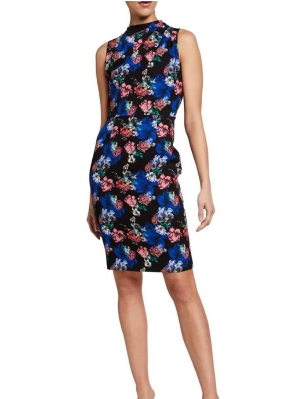 NWT Black Halo Corrine Sheath Dress Sz 4 Midnight Floral Print Sleeveless Lined